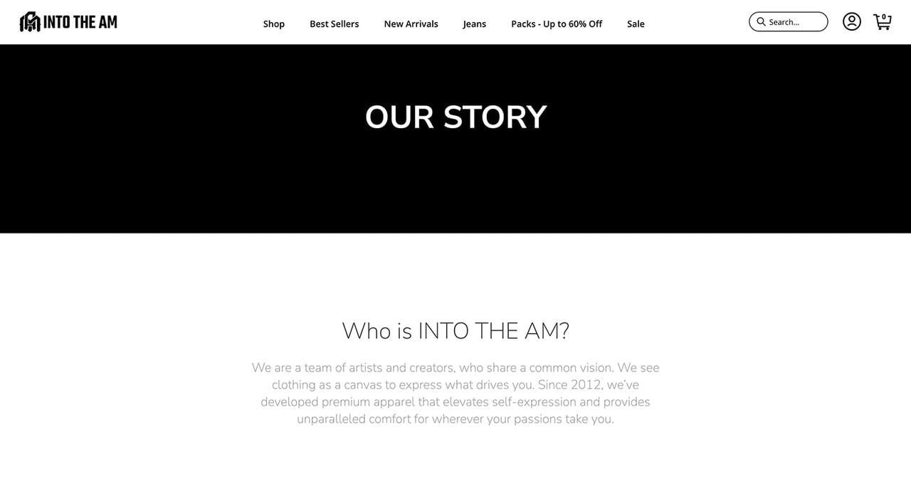 Screenshot of INTO THE AM’s About Us page.
